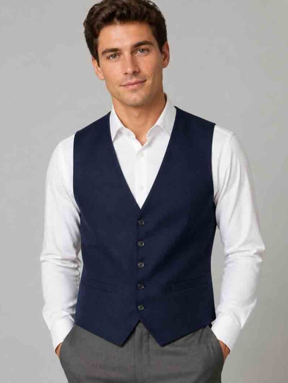 Charles Tyrwhitt Navy Blue Wool Suit Vest Waistcoat Men's Size 46R